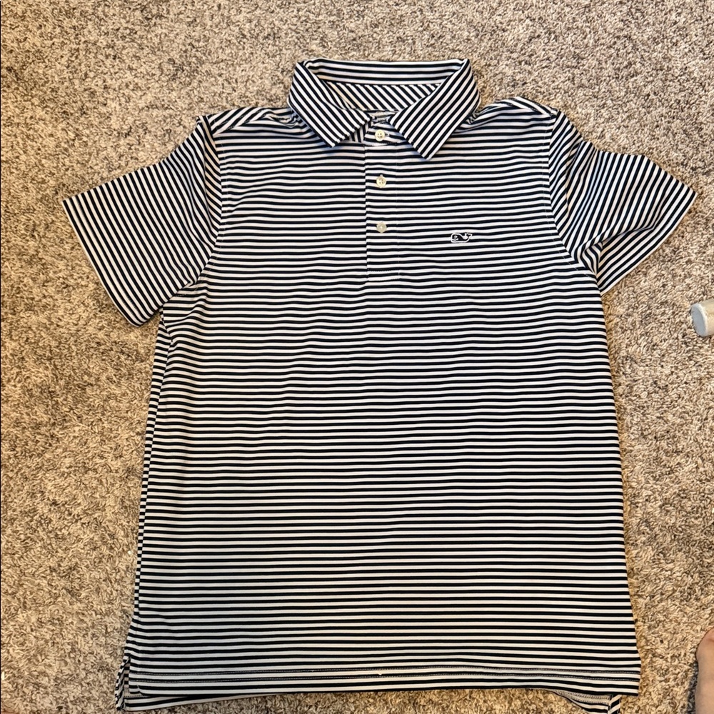 Vineyard Vines Black and White Striped Polo Shirt